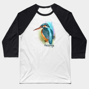 Water color paint Kingfisher bird with name. Baseball T-Shirt